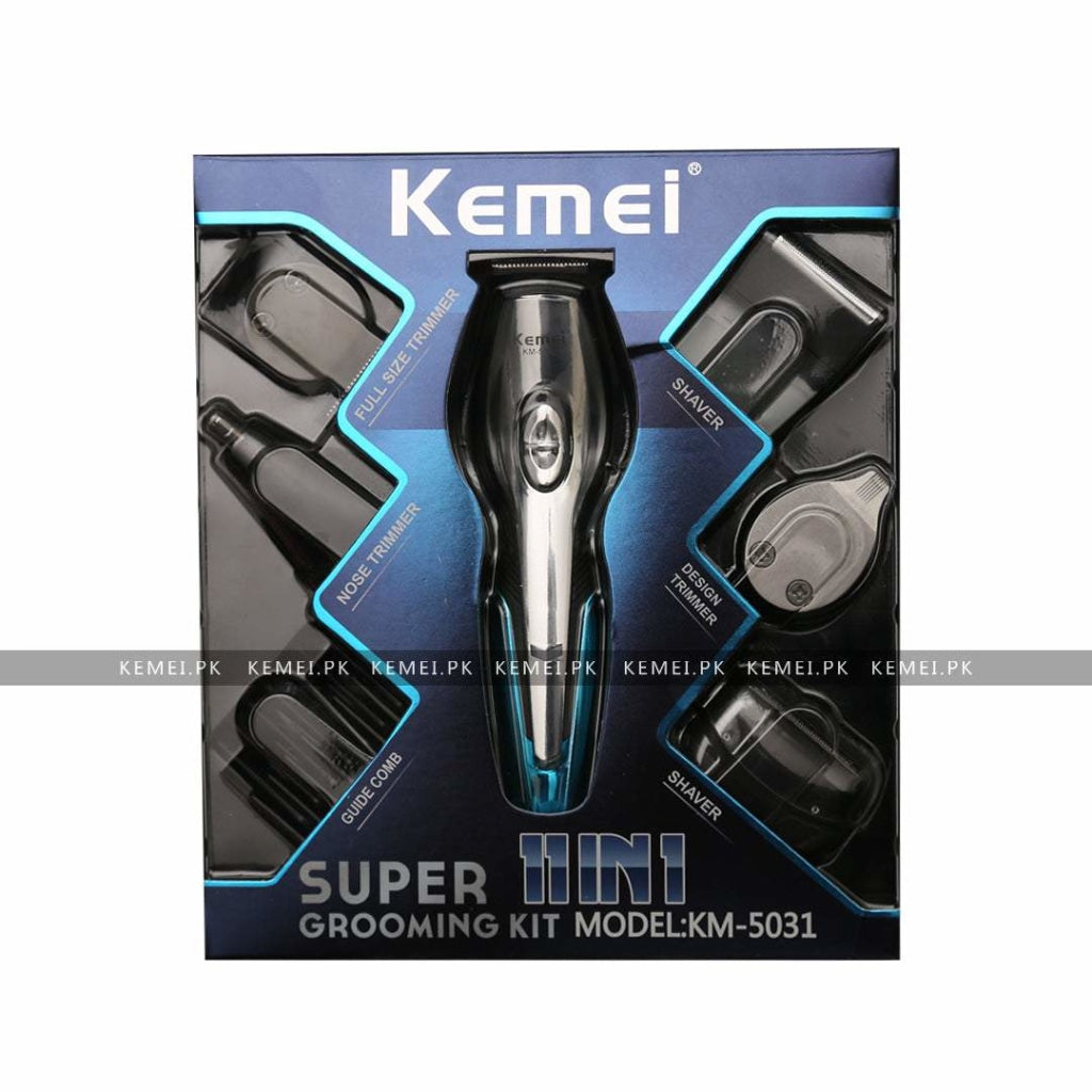 KM-5031 | Kemei 11 in 1 Grooming Kit - Kemei Trimmers, 2hrs Use Time -Shaver, Men’s Trimmer, Nose Trimmer, and Beard Groomer
