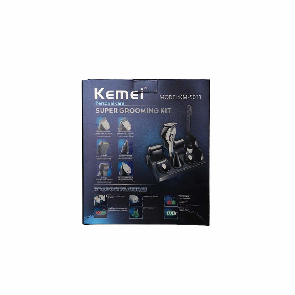 KM-5031 | Kemei 11 in 1 Grooming Kit - Kemei Trimmers, 2hrs Use Time -Shaver, Men’s Trimmer, Nose Trimmer, and Beard Groomer