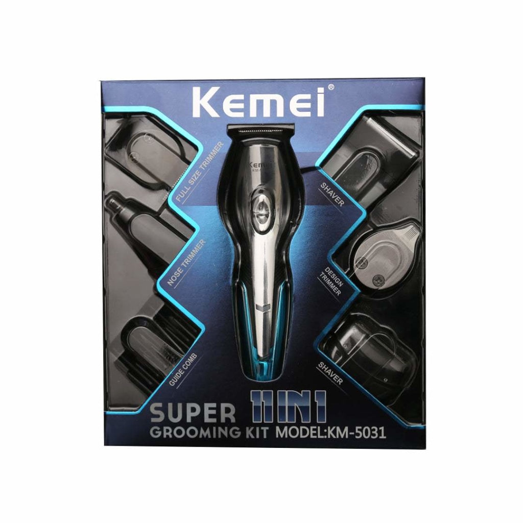 KM-5031 | Kemei 11 in 1 Grooming Kit - Kemei Trimmers, 2hrs Use Time -Shaver, Men’s Trimmer, Nose Trimmer, and Beard Groomer
