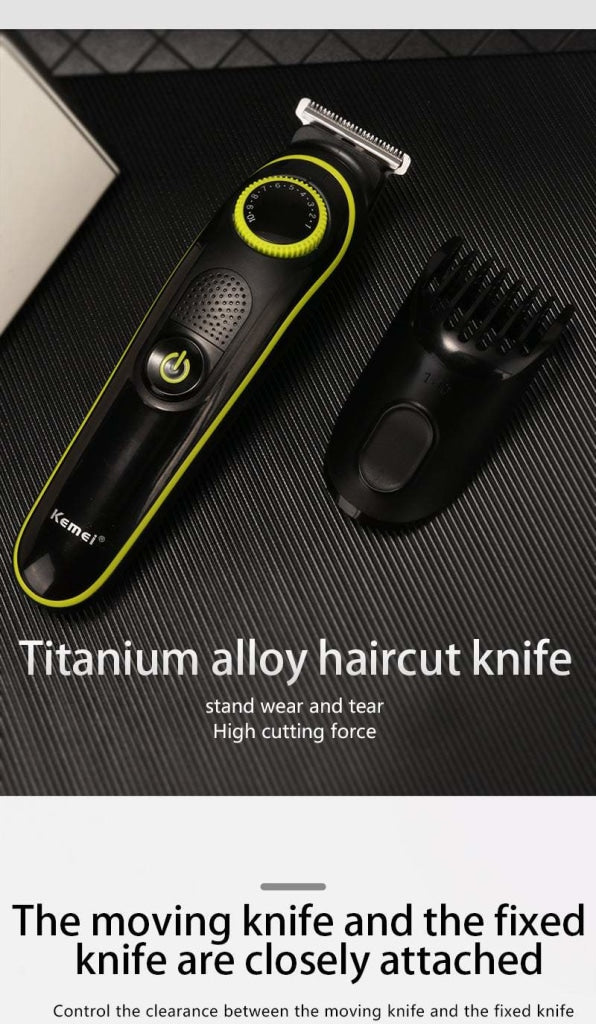 KM-696 | Kemei 5-in-1 Grooming Kit for Men | Beard Trimmer, Hair Clipper, Nose & Ear Trimmer, Body Groomer
