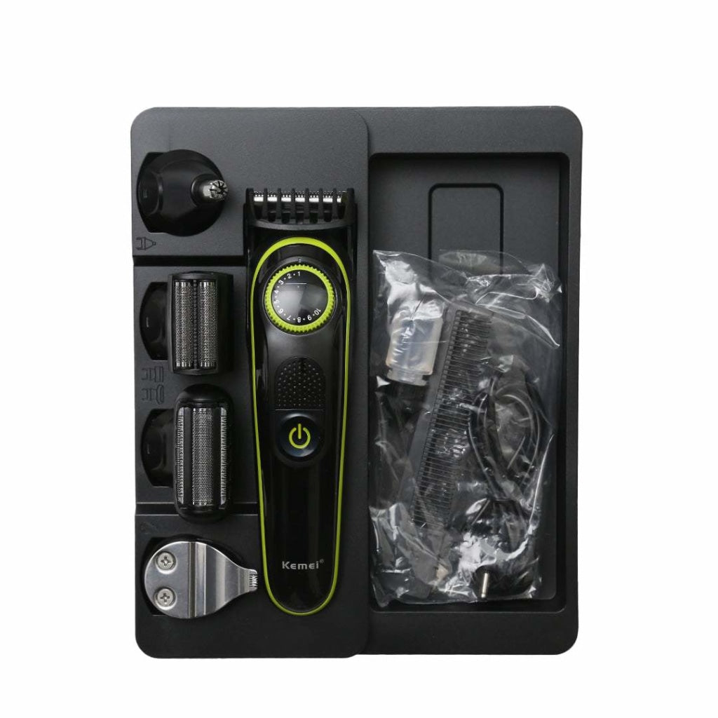 KM-696 | Kemei 5-in-1 Grooming Kit for Men | Beard Trimmer, Hair Clipper, Nose & Ear Trimmer, Body Groomer